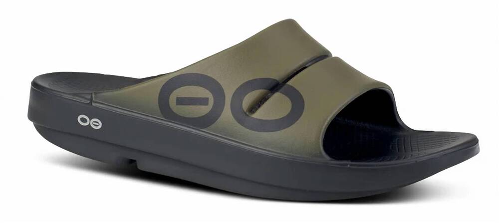 NEW OOFOS men's ooahh sport slide sandal in tactical green